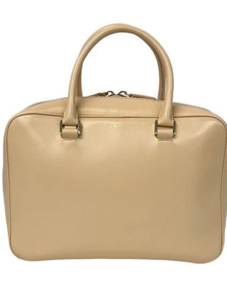 Jil Sander J-Vision Square Beige Leather Handbag